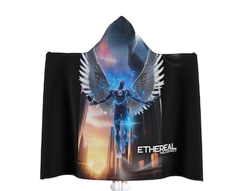 Ethereal Hooded Fleece Blanket: Angel Wings Design