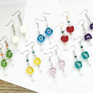 FFXIV Job Stone Dangle Earrings | Final Fantasy XIV Soul Crystal Jewelry | Handmade FFXIV Class Earrings | Gamer Gift | Fantasy Jewelry