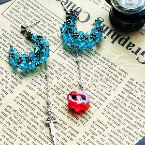 Themis / Elidibus Inspired Earrings |  FFXIV NPC Inspired Jewelry  | Beaded Handmade Earrings | Final Fantasy XIV Fan Gift