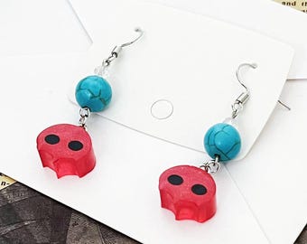 Pendientes Elidibus/Themis de Final Fantasy XIV / Joyas de resina de Máscara Roja de FFXIV Convocatoria de los Catorce / Cuentas de Eteirys azules