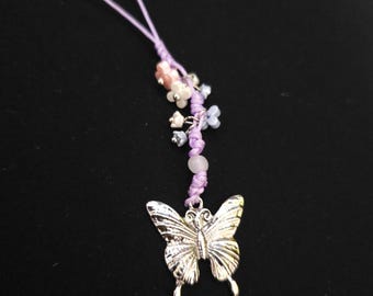 Seele HSR Phone Charm | Honkai Star Rail Inspired Gift | Butterfly Purple Strap | Seele Flower Accessory | Handmade Gamer Charm