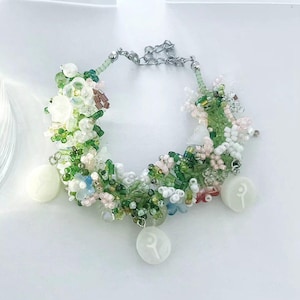 Perlengewebtes FFXIV Weißmagier inspiriertes WHM Jobstein Armband | Final Fantasy XIV Weißmagier & Natur-inspirierter handgemachter Schmuck