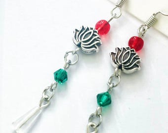 Dan Heng Imbibitor Lunae Inspired | Honkai Star Rail Earrings | Lotus Flower Charm | Handmade Beaded Fantasy Earrings | Unisex Gift