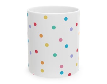 Kolorowy ceramiczny kubek w kropki, zabawny kubek do kawy, prezent urodzinowy, wystrój domu, przybory kuchenne w kropki, wesołe naczynia do picia