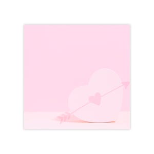 May include: A pink paper heart with a pink paper arrow through it on a pink background.