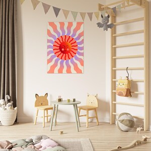 Poster Premium (carta opaca) cameretta per bambini | Motivo del sole "Sunny Waves Red"