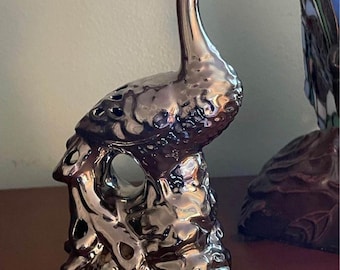 Estatueta de pavão estátua cerâmica em tom prateado suporte de potpourri de metal para sachês perfumados