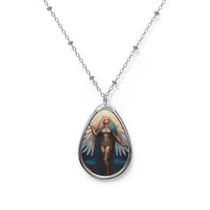 Freyja Norse Goddess Oval Pendant Necklace