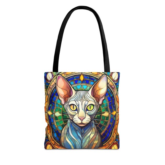 スフィンクス猫のステンドグラス風トートバッグ（AOP） - Etsy 日本