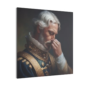 Canvas Print, Renaissance Painting, Royal Gentleman Holding Nose, Wall Art Decor, Funny Bathroom Wall Art, Home Decor Gift, 16&quot;x16&quot;