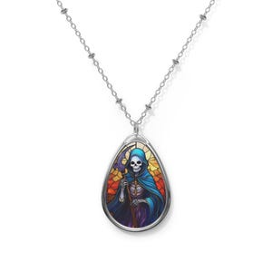 Lady Death Oval Pendant Necklace