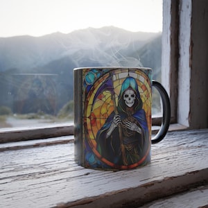 Lady Death Tarot-Karte Buntglas-Art Color Morphing Becher, 11 Unze