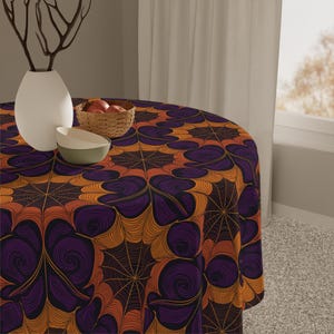 Halloween Spiderweb Tablecloth - Fall Decor, Harvest Table Cover, Spooky Table Setting, Gothic Table Linen, Cozy Dining Accessories