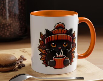 Gemütliche Herbst Katze Tasse für Kaffee, Tee, Kakao