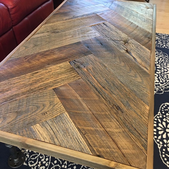 Rustic Reclaimed Barn Wood Industrial Pipe Coffee Table