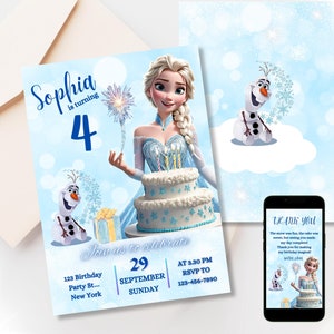 Frozen Elsa Birthday Invitation: Editable Canva Party Invite (Digital Download)