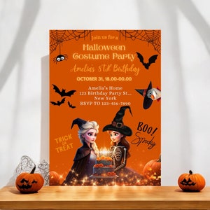 Convite de aniversário de Halloween Frozen editável Convite para festa à fantasia Convite digital assustador Download instantâneo