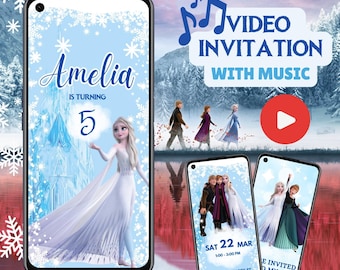 Frozen Birthday Party Video Invitation: Animated Elsa Theme (Editable Canva  Digital Download) MP4