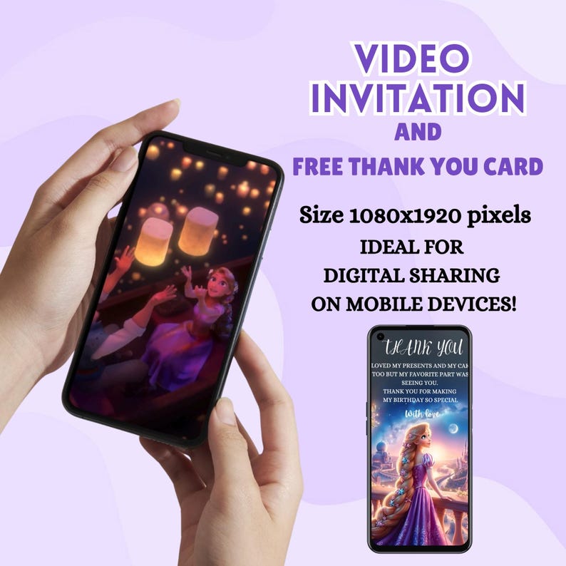 This mobile-optimized, music-enhanced invitation is customizable via Canva and includes a free thank you card.