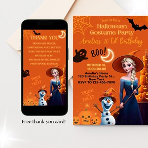 Halloween Birthday Invitation - Frozen Costume Party Invite - Editable Canva - Instant Download image 5