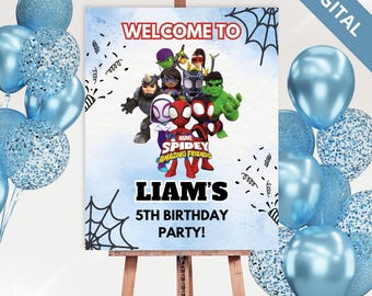 Welkomstbordje verjaardag Spidey - superheldenfeestposter - bewerkbaar canvas