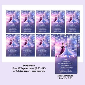 Kit per festa di compleanno a tema Frozen personalizzabile, con invito, cartello di benvenuto, striscione, decorazione per cupcake e cartellino per bomboniere. immagine 8