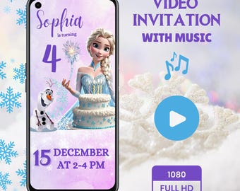 Frozen Video Invitation - Editable Canva - MP4 - Instant Download