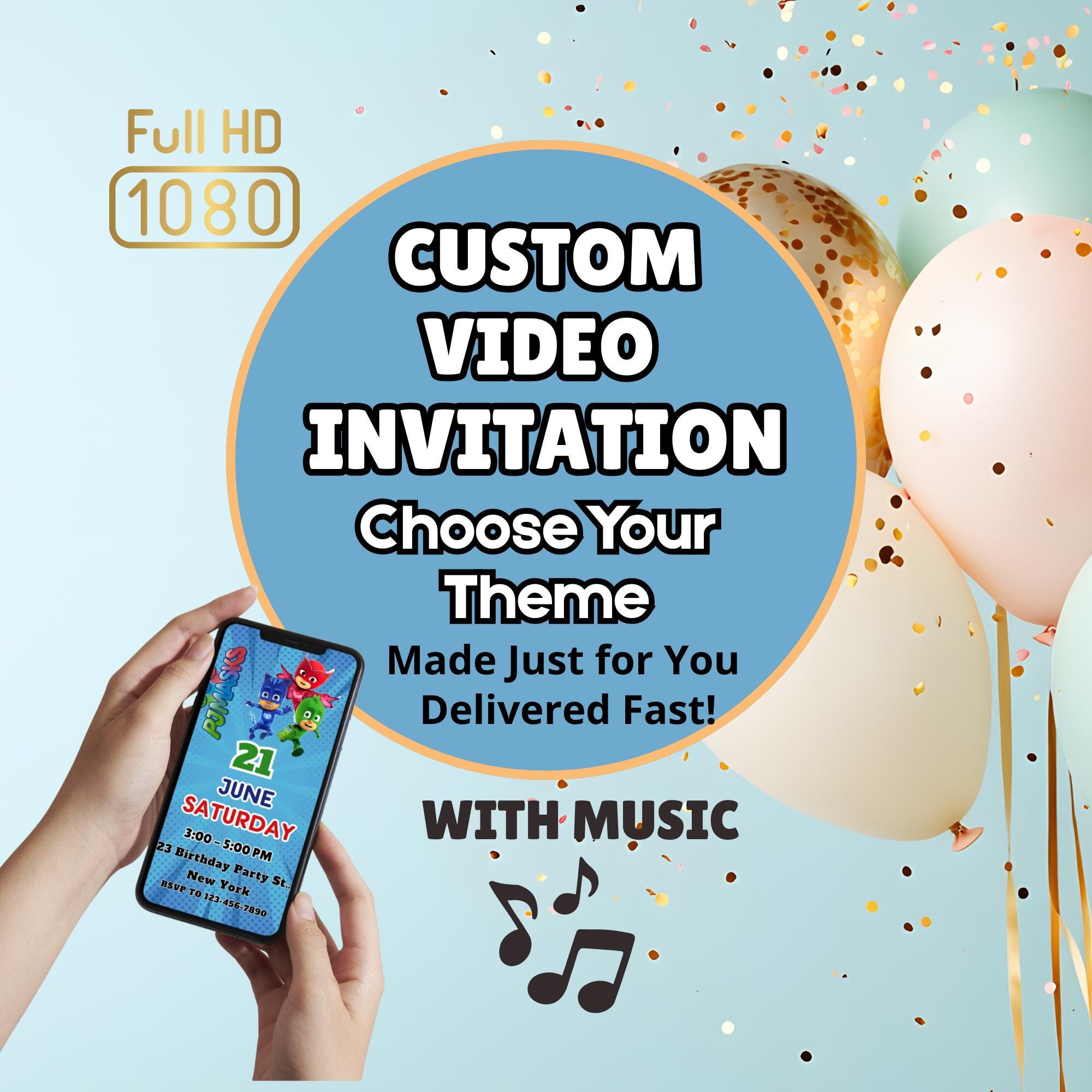 Video Invites Custom Video Invitation With Music – Personalized Birthday Party Video ...