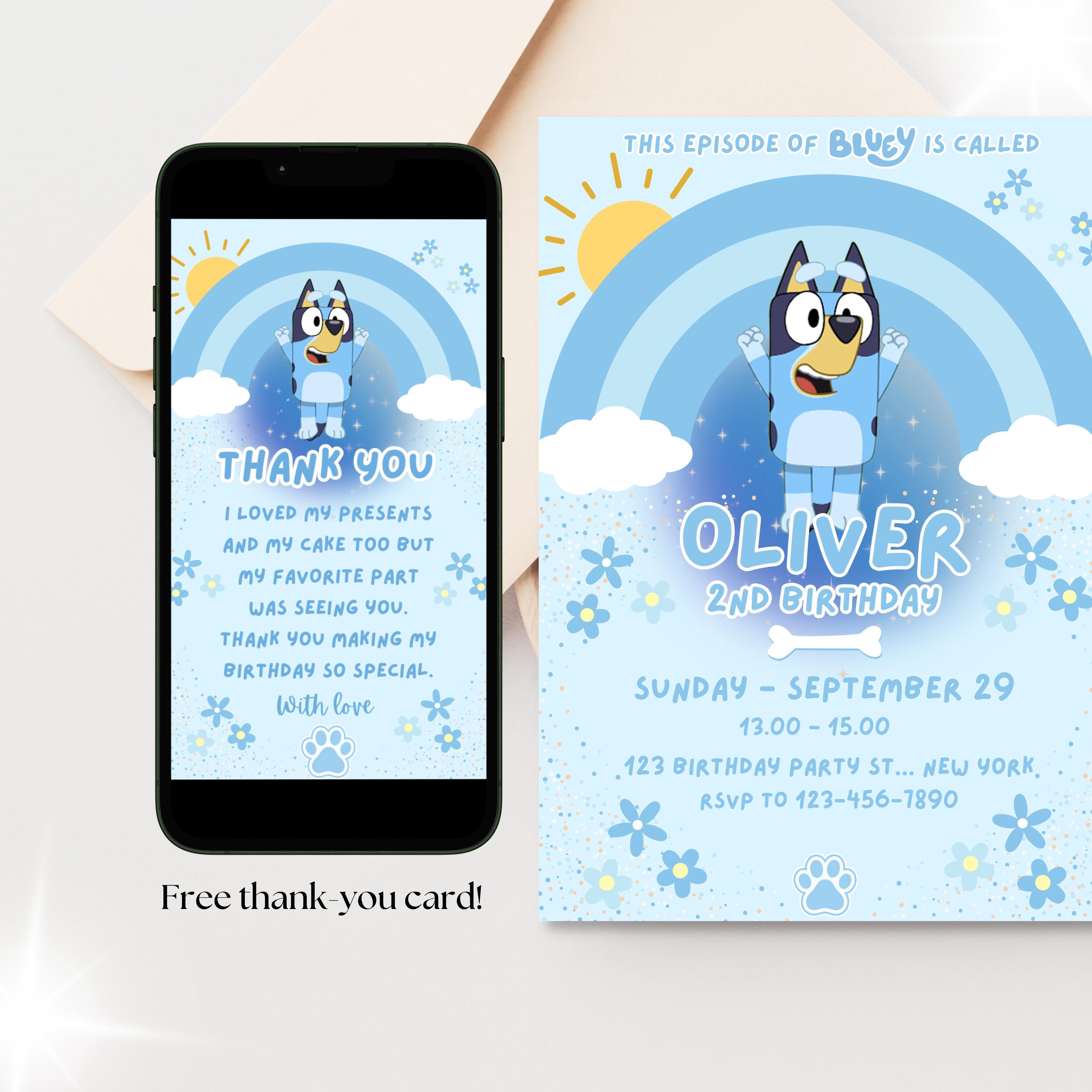 Bluey Invite + Thank You Card