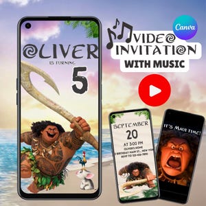 Maui Video Einladung | Moana Geburtstagsparty | Bearbeitbare Canva - MP4