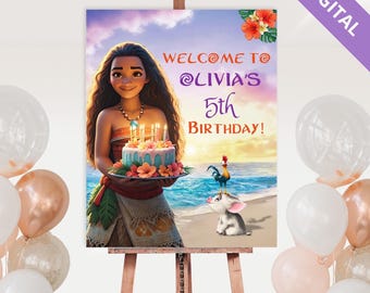 Cartel de bienvenida de Moana - Póster editable de Canva - Descarga instantánea