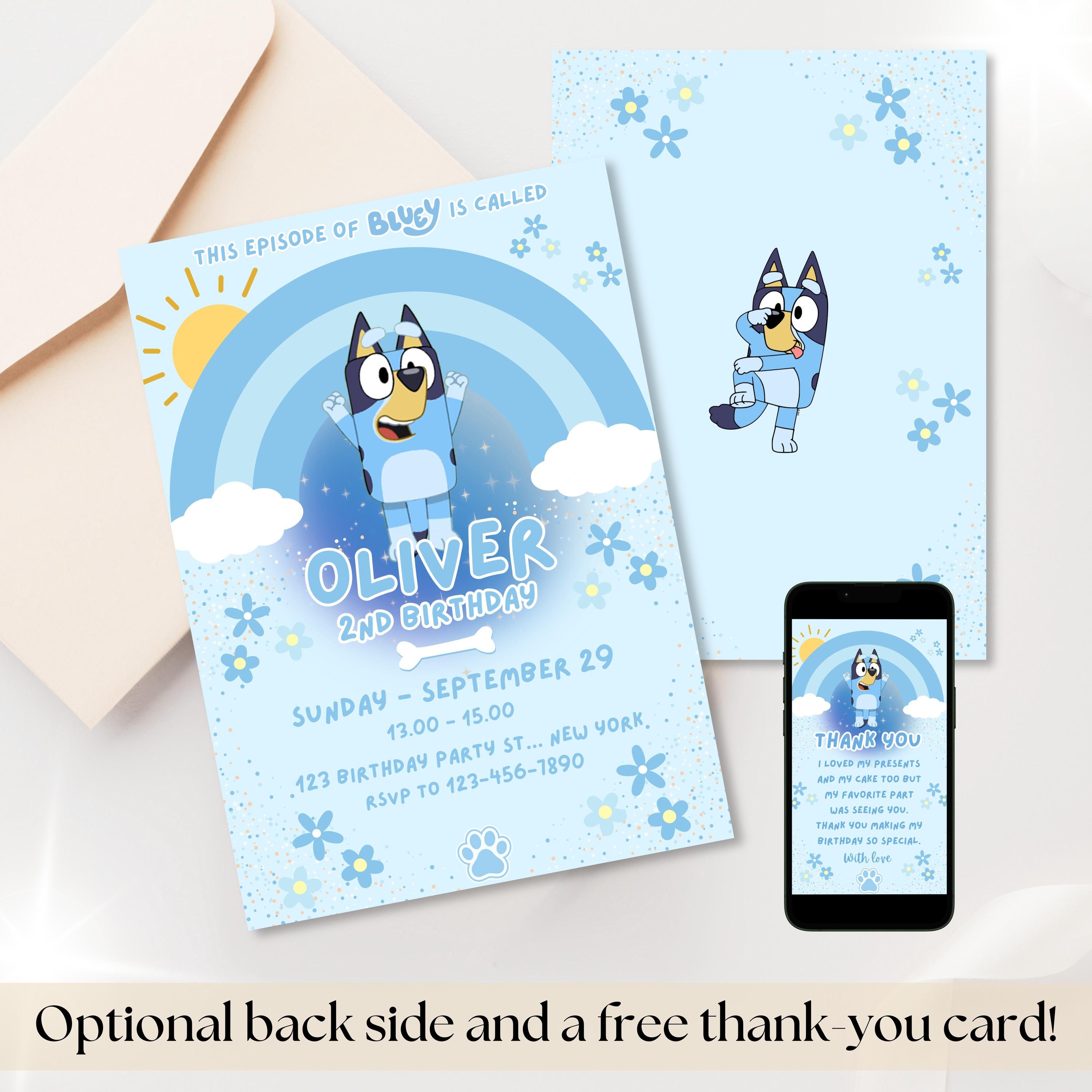 Bluey Invite + Thank You Card