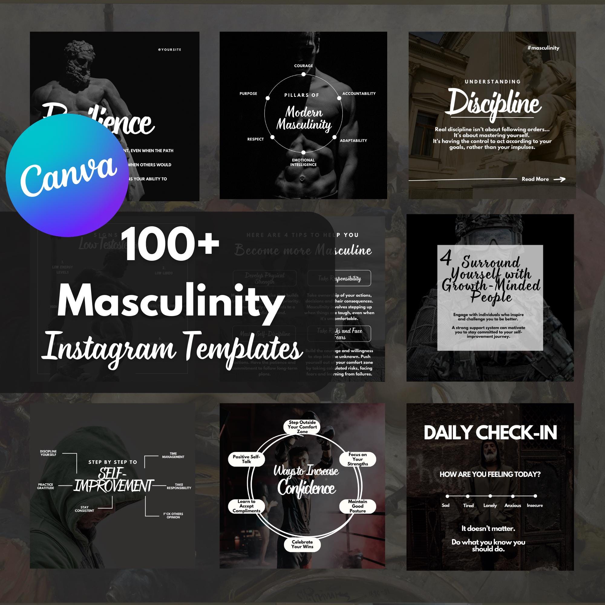 Masculinity Canva Template for Instagram - Instant Download - Men ...