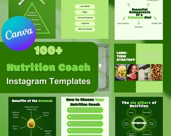 Nutrition Branding Kit for Canva, Instagram Brand Identity Templates for Dietitians and Food Coaches