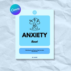 Anxiety Worksheets Template for Coaches - Blue Branding Kit - Mental Health Therapy - Depression - Instant Download - Printable Workbook -