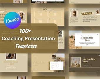 Sjablonen voor coachingpresentaties voor canva - beige brandingkit - direct download - diavoorstelling coaching - 100+ dia's voor coachingpresentaties