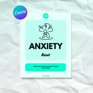 Anxiety Coaching Worksheet Template - Green Branding Kit - Mental Health Therapy - Depression - Editable Template - Printable Workbook -