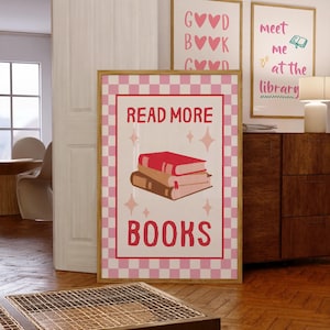 Read More Books Print, Book Club Gift, Trendy Bookish Poster, Library Wall Art, Reading Corner Bookshelf Decor, Literary Wall Art, PRINTABLE