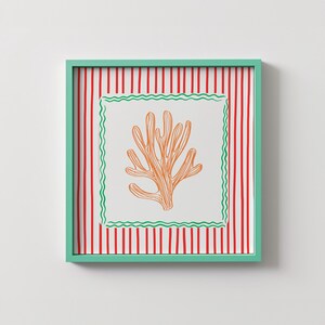 Striped Beach Print, Coastal Wall Art, Trendy Beach House Decor, Summer Beachy Wall Art, Tropical Nautical Art Square Print Digital Download