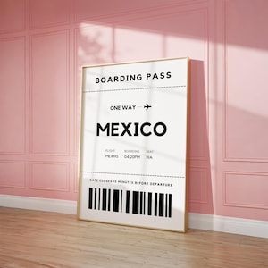 Arte mural de México, Impresión de pase de abordar CDMX, Descarga digital, Póster de viaje, Póster de ubicación, Arte mural estético urbano, Decoración de dormitorios universitarios