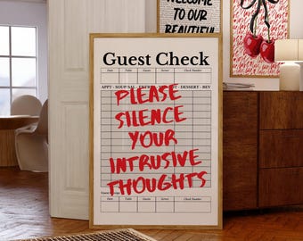 Funny Mental Health Wall Art: Trendy Guest Check Print, Apartment Decor (Digital Download)