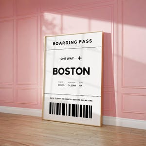 Arte mural de Boston de un solo sentido, impresión de tarjeta de embarque, impresiones de pósteres de viaje, póster de ubicación, decoración moderna para dormitorios, arte mural urbano genial, IMPRIMIBLE