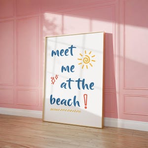 Retrouvez-moi à la plage Impression, art mural plage, impression estivale mignonne, décoration de maison de plage tendance, affiche nautique côtière de Californie, imprimable