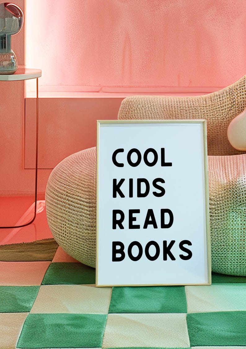 Cool Kids Read Books Wall Art, Digital Download Library Wall Art Book ...