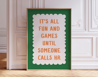 Funny HR Wall Art: Retro Typography Office Decor (Digital Download)