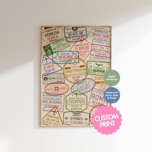 Impresión de sellos de pasaporte personalizados: Regalo de viaje personalizado (descarga digital)