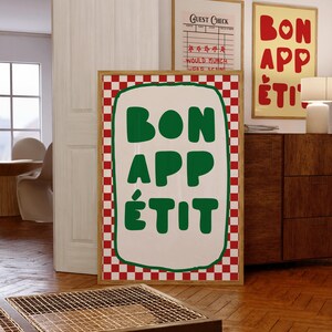 Bon Appetitプリント、印刷可能なウォールアート、シックなコーヒーバーカートの装飾、プレッピーフードポスター、トレンディなキッチン、ファンキーなウォールアート、寮のドーパミンデコレーション