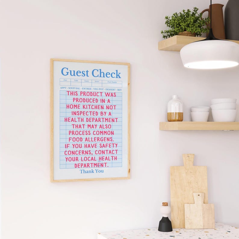 Cottage Bakery Legal Notice Sign, Homemade Food Disclosure, Home ...