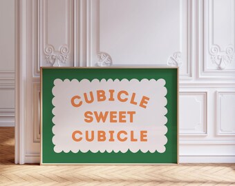 Cubicle Sweet Cubicle Print: Trendy Retro Office Decor (Digital Download)