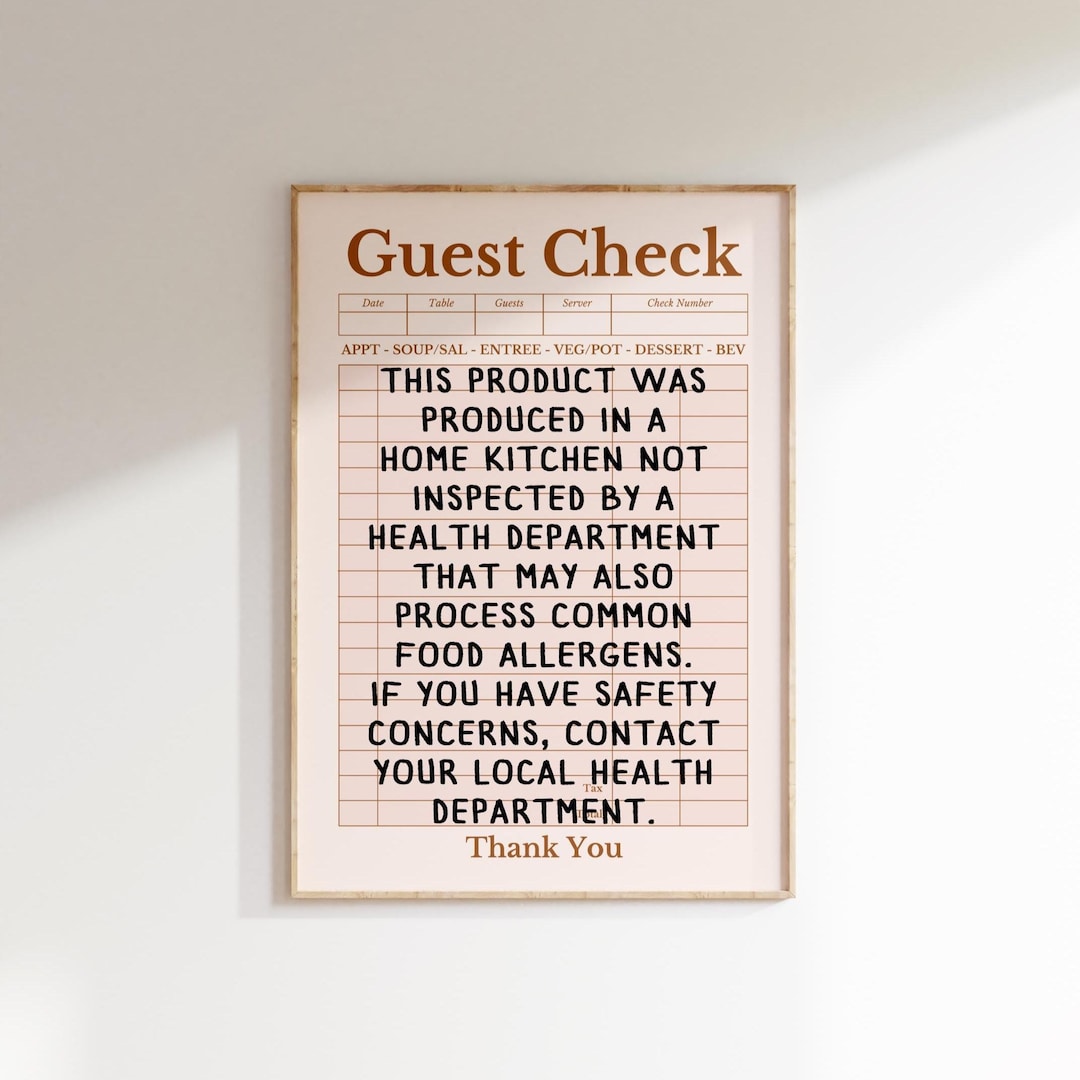 Cottage Food Law Notice Sign, Home Kitchen Not Inspected Sign for ...